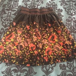 Free people brown floral corduroy skirt